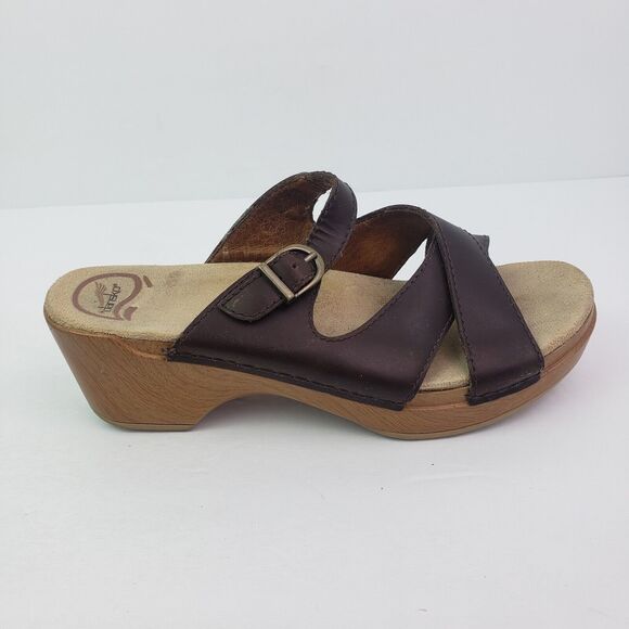 Dansko Dark Brown Leather Sandals - Picture 2 of 10